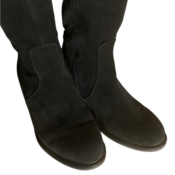 Blondo Waterproof Tall Suede Faux Fur Trim 100% Wool Lining Block H2” Black 8.5 - Picture 3 of 9